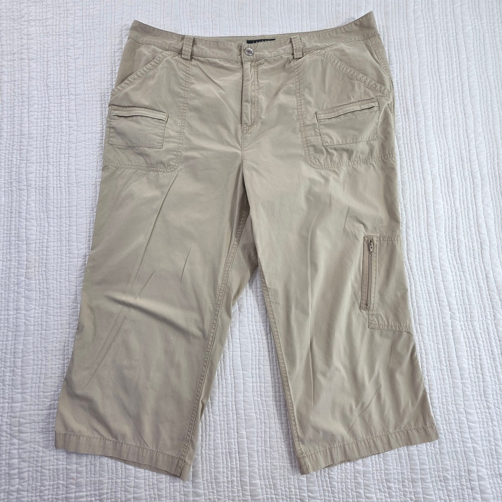 Lauren Ralph Lauren Tan Khaki Cargo Capri Pants Womens 16W Cotton Utility EUC